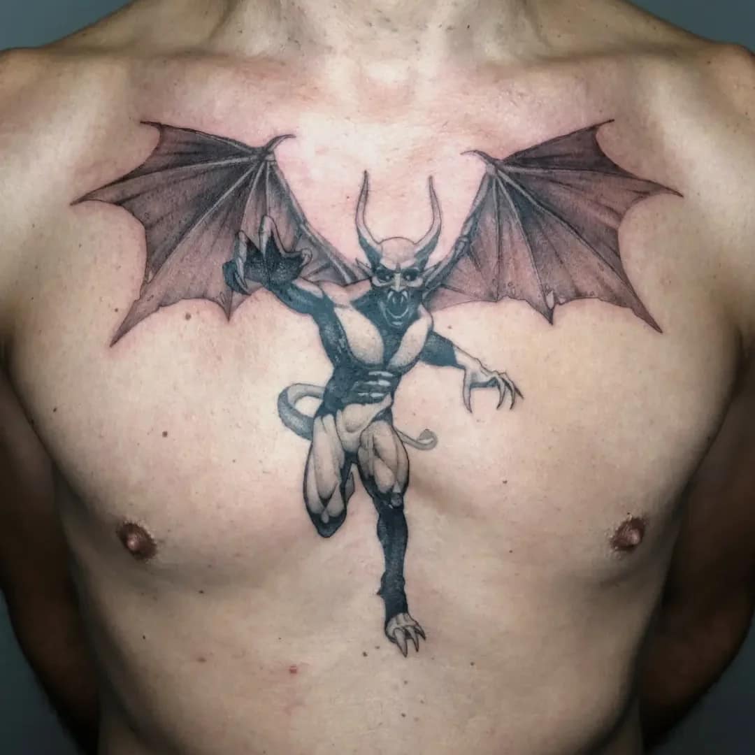 Devil Mask Blackwork Tattoo von Vengic